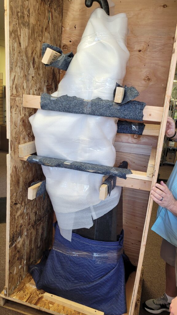 Crating the Gerald Balciar Sculpture "Canyon Princess "Bronze Mountain Lion Statue c/o Broadmoor Galleries